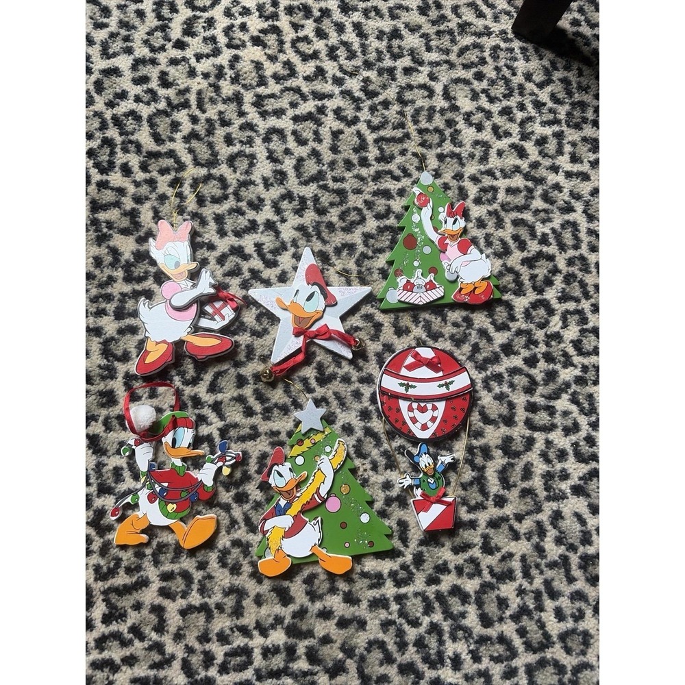 Lot Of 6 Donald & Daisy Duck‎ Christmas Ornaments Lot of 6 Wooden VTG 80s Adler?